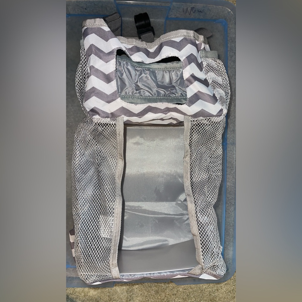 Gray and White Chevron Diaper Caddy